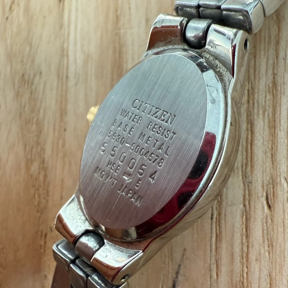 Vintage Citizen quartz ladies oval two tone watch NEW BATTERY
